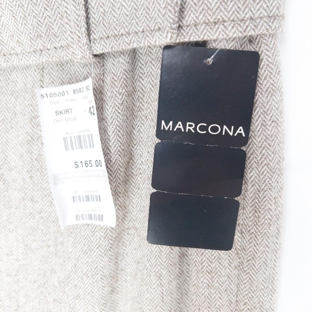 Vintage Marcona Wool Herringbone CBK Belted Pleated Euro Skirt Women 12 NWT $165 - Picture 4 of 16